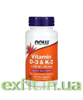 NOW Vitamin D3 & K2 1,000 IU / 45 mcg (120 вег. капсул)